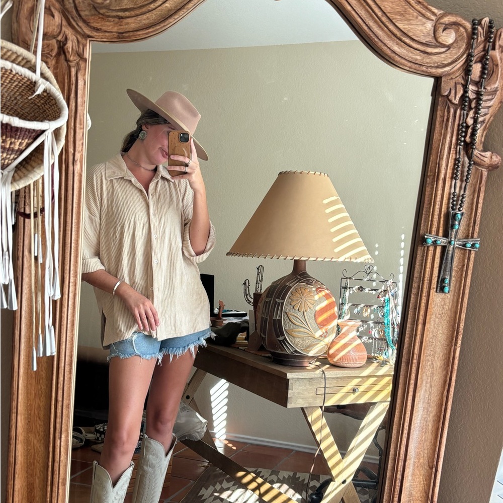 Nasty Gal Cream Button-Up Top size 6 new with tags oversized terry shirt